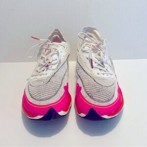 Nike Pink and White ZOOMX VAPORFLY  Women Athletic Shoes with Mesh Design